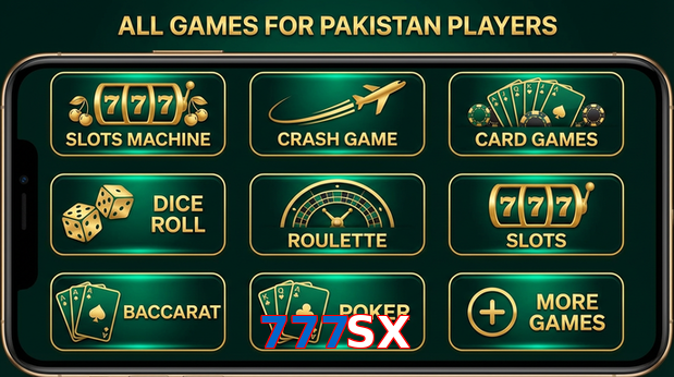 Main screen of 777SX games page for PK players